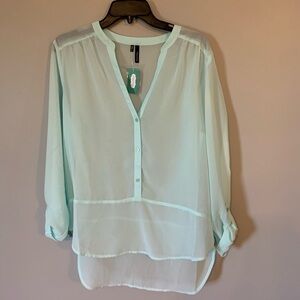 Maurices Sheer mint green NWT top from size Large office layer date night career